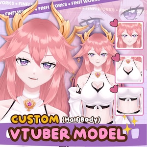 Custom VTuber Art Model Half Body Commercial Use | Avatar Model | Cute Anime Vtuber | Character Design | Chibi Anime | Vtuber Background