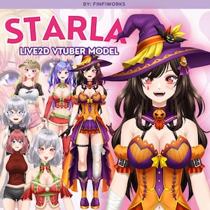 Modelo Vtuber Starla personalizable con rigging Live2D, cuerpo completo, compatible con vBridger, anime Vtuber.