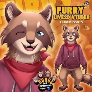Custom Vtuber Furry Fursona | Live2D Model Commission | Custom Animal Character Rig + Free Expressions + PSD, fox animal, wolf vtuber