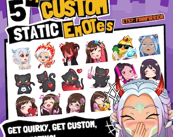 6 Emotes Estáticos Chibi Fofos Personalizados para seu Stream VTuber, Youtube, Discord, Twitch