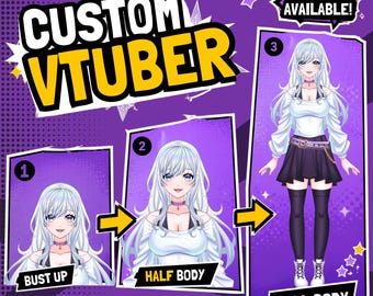 Modelo personalizado de VTuber Live2D com busto ampliado | Atualize para meio corpo e corpo inteiro | Design de avatar de VTuber | Uso comercial | Streamer | Personagem de anime