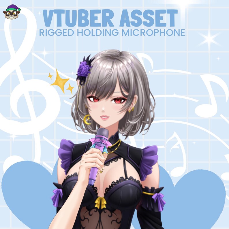 Vtuber Asset - Micrófono de sujeción (descarga instantánea) / Listo para usar, Vtube Studio imagen 3