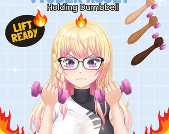 Live2D Rigged - Modelo de Vtuber Segurando Halter | Pronto para usar, tons de pele personalizáveis, itens para Vtuber