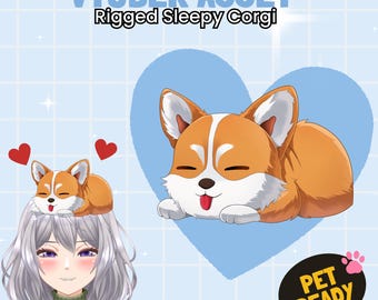 Animal de estimação Corgi sonolento com rigging Live2D | Recurso para Vtuber | Recurso fofo