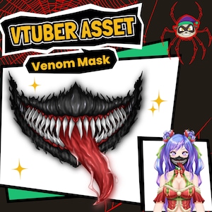 Zasób Vtuber - Venom Mask (natychmiastowe pobranie) | Creepy Assets, pobieranie PNG, zgodność z OBS, Vtube Studio, zasoby Streamer, Twitch Horror
