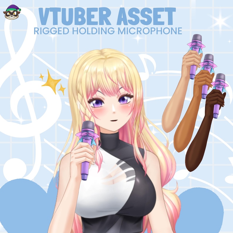 Vtuber Asset - Micrófono de sujeción (descarga instantánea) / Listo para usar, Vtube Studio imagen 1