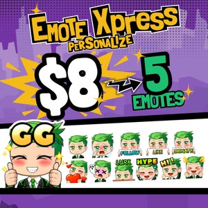 Personalize Generated 5 Emotes with the Best Quality for your stream | Kawai Chibi Emote | Twitch Emotes | Custom Emotes - 8USD