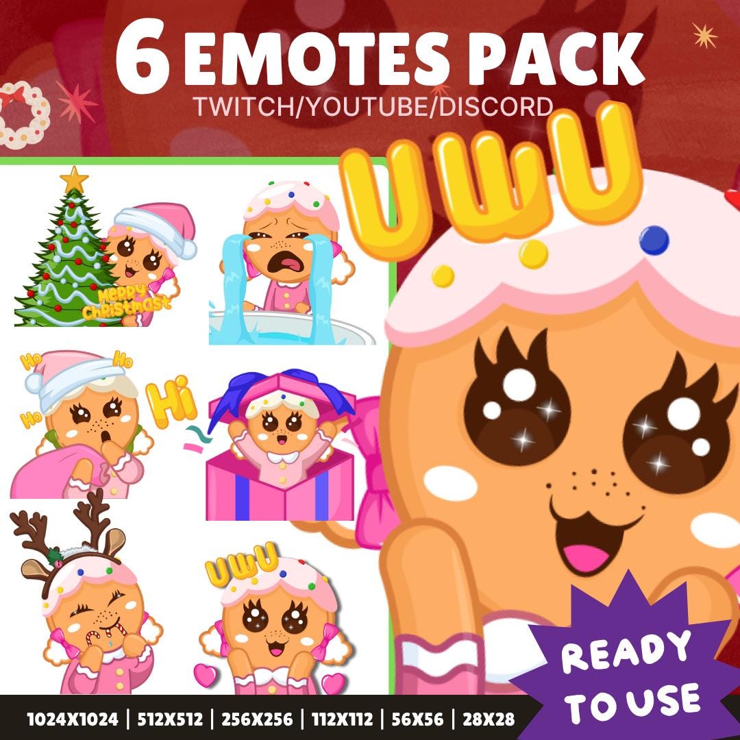 Gingerbread Christmas Emotes for Twitch, Youtube, Discord (PNG) - Etsy