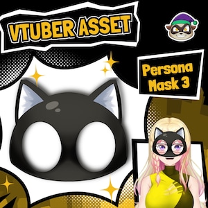 Vtuber Asset - Persona Morgana Mask (Instant Download) | Persona 5 Asset, Ready to Use, OBS Compatible, PNG Download, Streamer Asset
