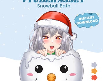 Recurso estático para Vtuber | Banho de bolas de neve | Estúdio Vtube | PNG de Natal