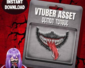 Recurso de língua demoníaca para Vtuber (Download instantâneo) | Recursos assustadores, Download em PNG, Compatível com OBS, Vtube Studio, Recursos para streamers, Máscara de Halloween
