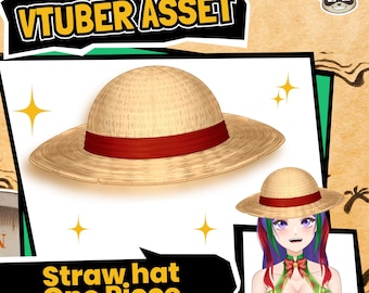 Vtuber Asset - Luffy Straw Hat (Instant Download) | One Piece Asset, Ready to Use, OBS Compatible, PNG Download, Streamer Asset