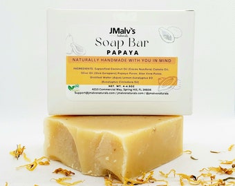 Papaya Handmade Soap Bar, Face & Body Soap Bar, Moisturizing Soap Bar, Vegan Soap Bar.