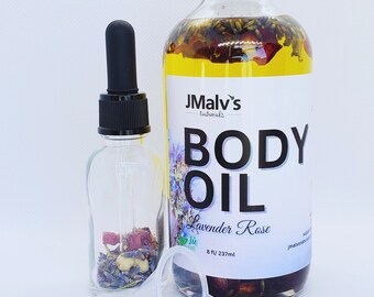 Lavender Rose Body & Massage Oil, Lavender Infused Oil, Rose Infused Oil,  Fragrance Golden Jojoba Oil, Bath Oil