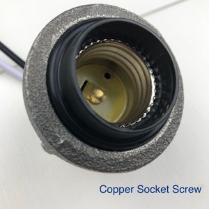 Industrial Iron Pipe Steampunk Lamp Socket Fits 1/2, 3/4 & 1 Pipe 14 Gauge Wire Copper Socket Screw image 8