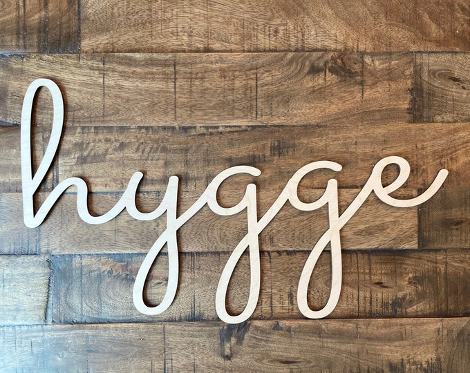 Hygge Sign: Baltic Birch Wood Cutout, Home Decor