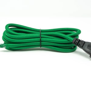 Follite Green Cloth Covered Round Lamp Wire with Plug | 8 Feet Long