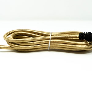 Follite Gold Cloth Covered Round Lamp Wire with Plug | 8 Feet Long