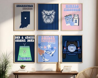 Butler University | Digital Prints set of 6 | preppy wall art, dorm decor, trendy modern girly prints