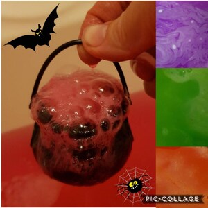 1 Halloween Bubbling Witches Brew Cauldron Bath Bomb, great gift for any age or just give yourself an Halloween treat...no nut oils used image 1