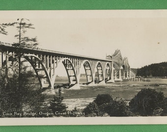 Vintage Coos Bay Bridge Oregon Coast Highway Sawyer Foto 4,5 x 3
