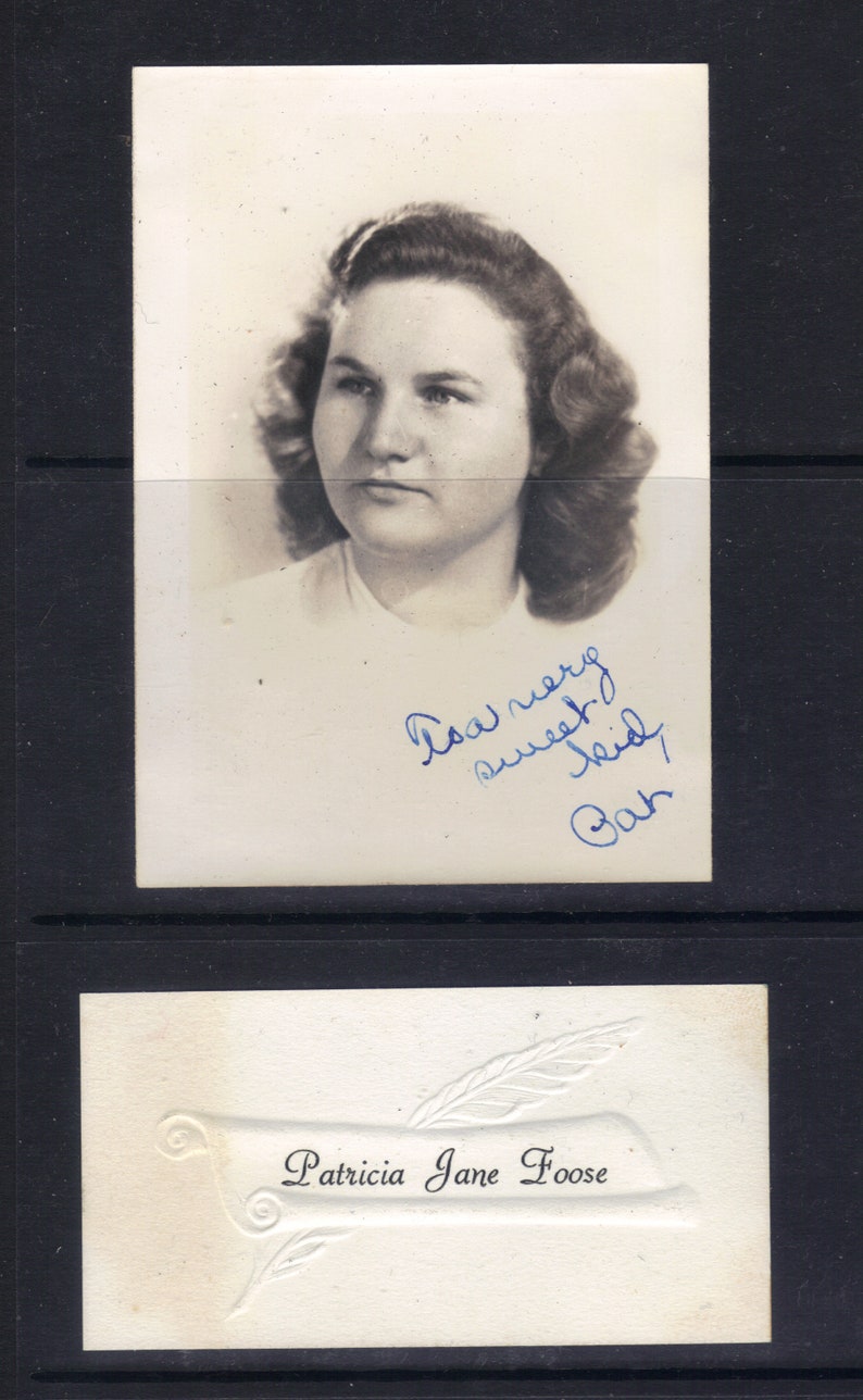 Vintage Photo Black and White Signed Portrait With Name Card Etsy