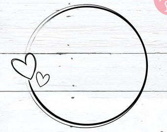 Heart Doodle Frame SVG: Circle Cut File (Digital Download)