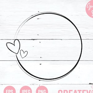 Heart Doodle Frame SVG: Circle Cut File (Digital Download)