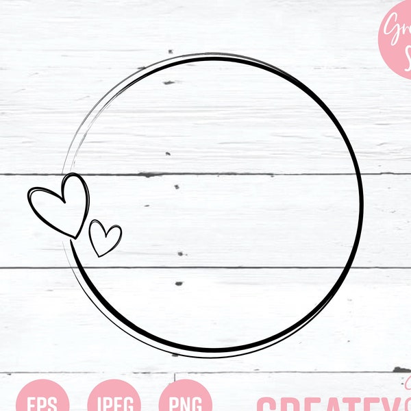 Cadre coeur SVG, Doodle dessiné à la main Svg, cercle Svg, cercle coupe fichier, cercle cadre svg, couronne svg,, cercle Cricut svg, cercle cadre