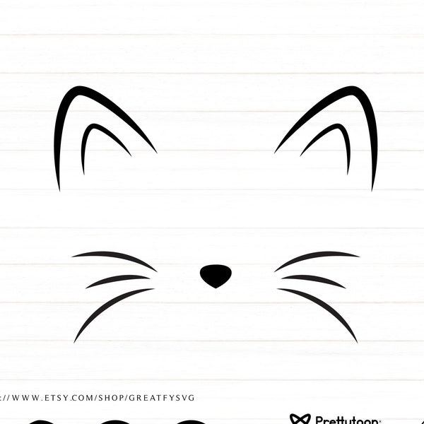 Cat Face SVG Meow Kitten Clipart, Kitten Cut File for Cricut Design Space, Cute Feline Instant Download File