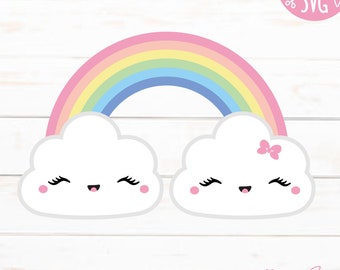 Rainbow SVG, Cloud Svg, Rainbow Cricut File, Cricut Design Space Cutting Files, Rainbow Svg, Rainbow Clipart, Funny Clouds, Bow Ribbon Svg