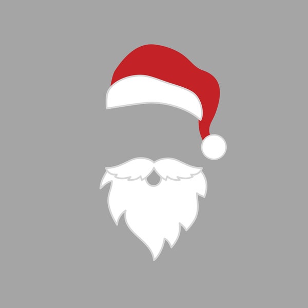 Christmas Santa Face SVG File for Cricut, Santa Claus Christmas Hat Instant Digital Download, Christmas Cut Files, Claus Beard and Mustache