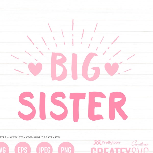 SVG Big Sister Saying for Cricut Design Space, Svg Files for Cricut, Cutting File, Svg, Pink Quote Svg  Cut File, Clipart