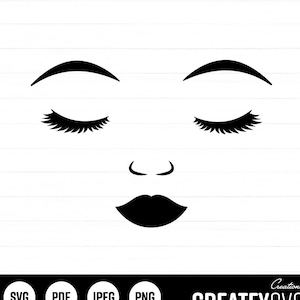 Woman Face SVG: Eyelash Clipart, Cricut Cut File (Digital Download)