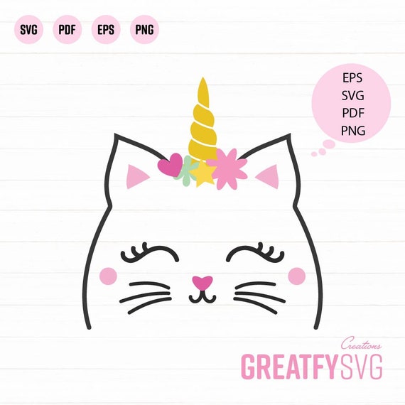Download Clip Art Vinyl Cutting Silhouette Iron On Cat Unicorn Svg Cut File For Cricut Great For Birthday Party Shirt Design Cat Lover Floral Kitten Art Collectibles