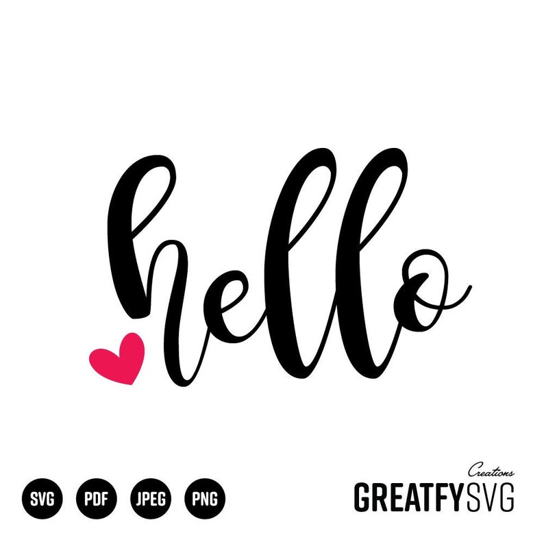 Download Heart SVG Hello Svg Cut Files for Cricut Vinyl & Craft | Etsy