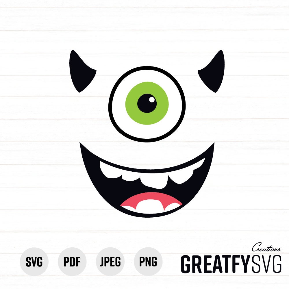 Monster Face Svg, Monster Svg, Monster Green, Face Svg, Cut File