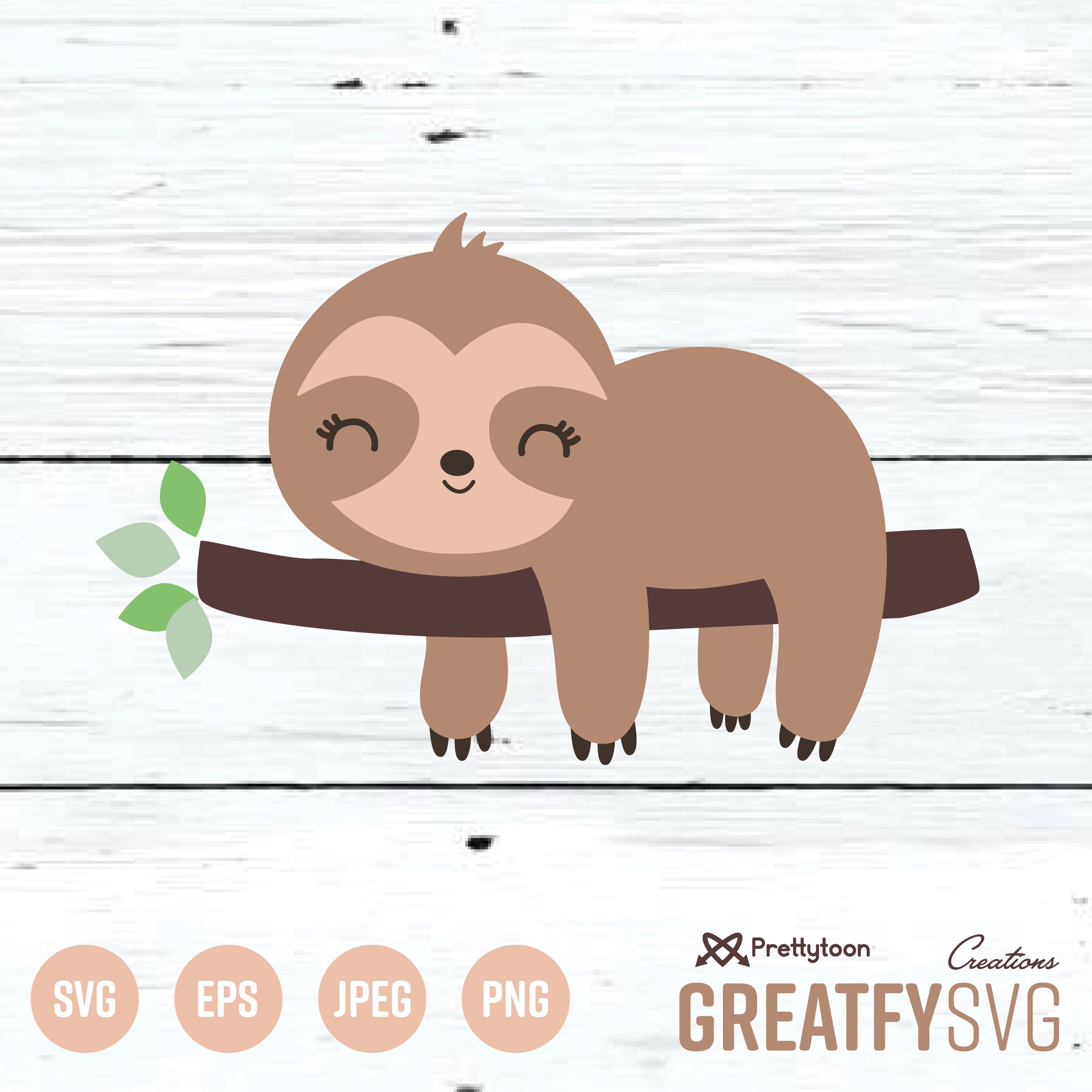 Instant Download Svg Sloth Cut File for Cricut Design Space | Etsy