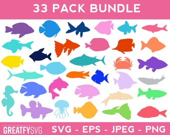 Fiskar SVG-paket: Havsdjursklippfiler för Cricut (digital nedladdning)