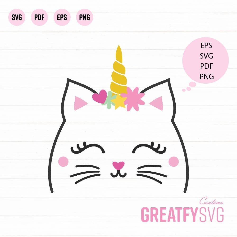 Download Caticorn Face Caticorn Cut File Cat Face Caticorn Clipart Etsy