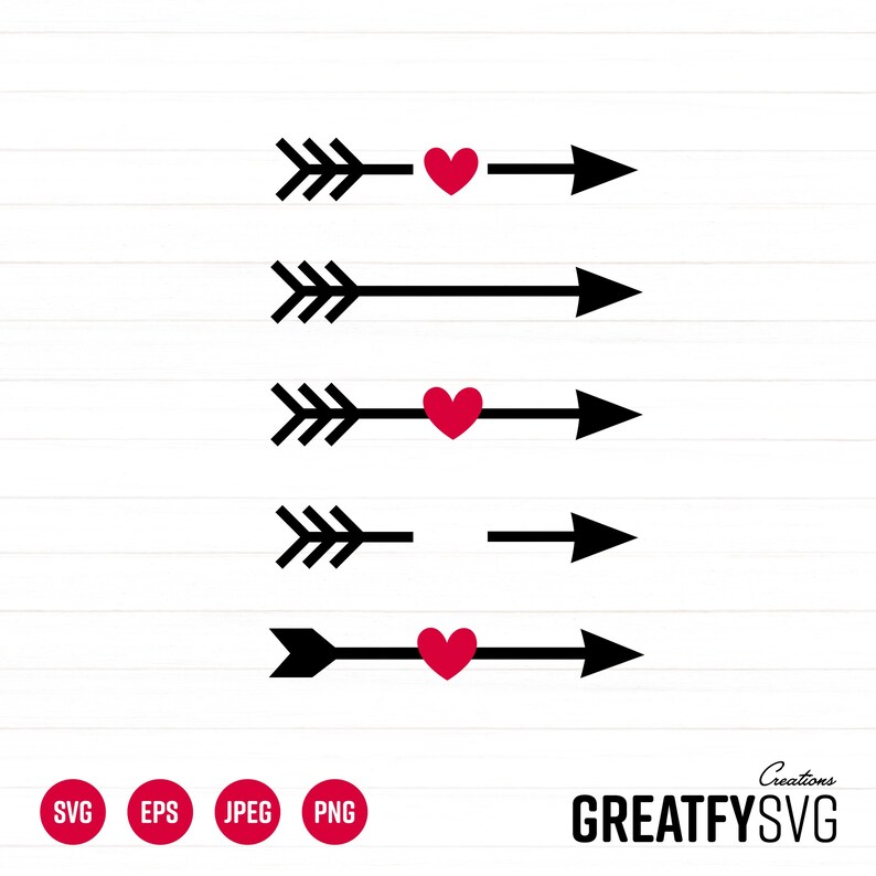 SVG Arrow Heart Cricut File Arrows Arrow With Heart Cutting Etsy