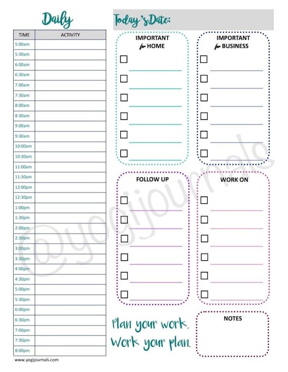 daily schedule planner printable etsy