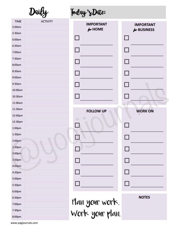 Daily Time Schedule Printable Etsy