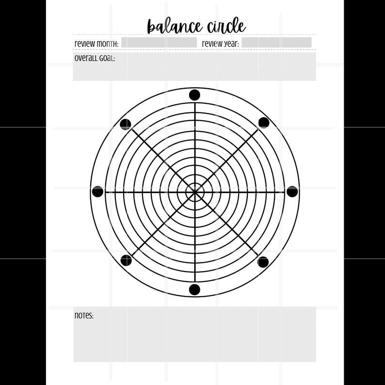 Balance Wheel Printable | Life Circle Worksheet | Planner Page | Goal ...