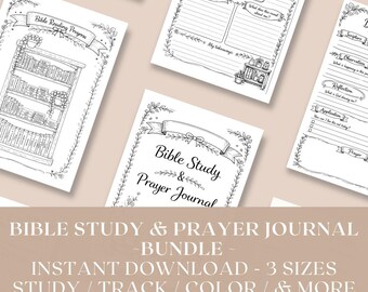 Paquete de diario de oración y estudio bíblico acogedor de 47 páginas, planificador de fe imprimible estilo cottagecore, mapeo de versículos (descarga digital)