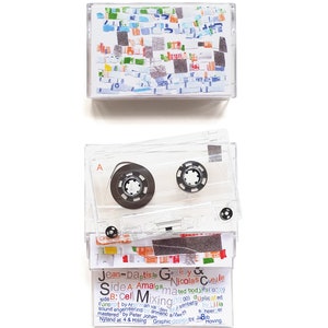 May include: A clear cassette tape with a white label. The label has text that reads "Jean-Baptiste Gentity & Nicolas Cueille" and "Side A: Amalgamated bodjies (10:00)" and "Side B: Cel Mixing (10:00) duplicated".