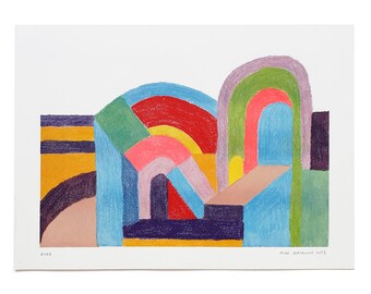 Stampa artistica Riso A3 'Città colorata' di Alice Schiavone