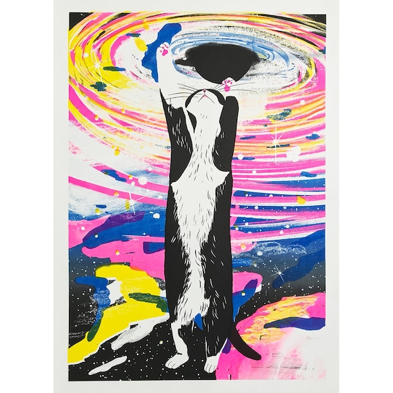 A2 Riso Art Print: 'Catmos' by Yeji Yun