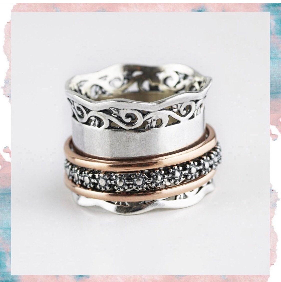 Spinner Band Ring Silver Jewelry Plain Spinner Ring Three Etsy