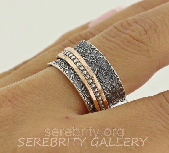 Details about   925 Sterling Silver Women Spinner Ring Meditation Yoga Jewelry Mom Gift All Size